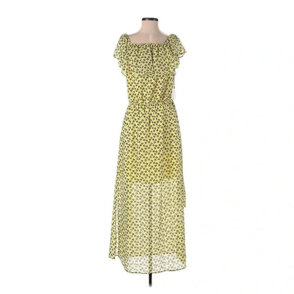 1. State Off the Shoulder Floral Print Maxi Dress Yellow Size S NWT - Picture 6 of 15